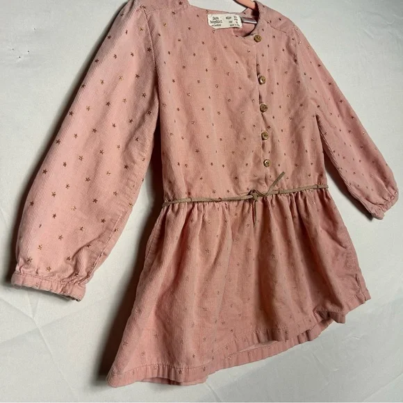 Zara Baby Girl Collections Pink Dress with Starts Long Sleeves Size 2 to 3 years - Picture 2 of 9